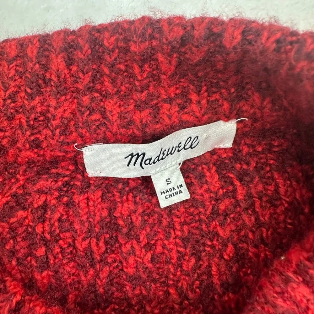 Madewell Red Crew Neck Sweater Knit Pullover Wool Blend Womens Size S EUC